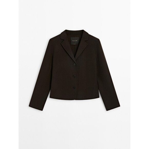 Massimo Dutti Womens Short Jacket Blazer S Small Brown Wool blend 6444/764 NWT - Picture 2 of 12